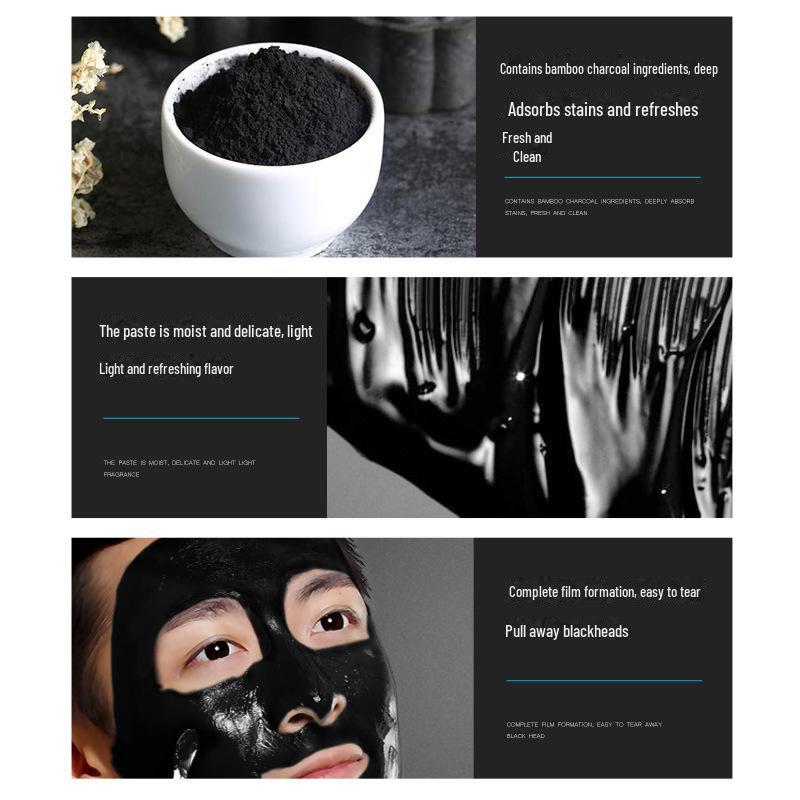 Czarna maseczka oczyszczająca z węglem bambusowym do usuwania zaskórników dla mężczyzn i kobiet - Oczyszcza pory, nawilża i odżywia skórę.