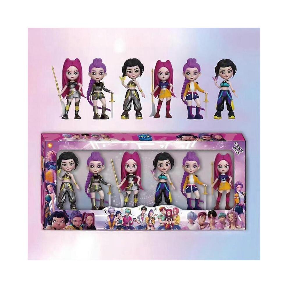 (6pcs Mix A)6Pcs K-POP Demon Hunter Dolls Action Figure Saja Boys Toy Rumi Mira Zoey Figurine Doll Birthday Gift For Kids Fans