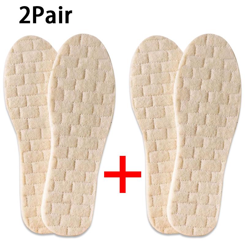 1Pair/2Pair New Latex Shock-Absorbing Soles Anti-Slip Winter Warmth Wool Insoles Soft Comfortable Insole Heated Shoe Pads