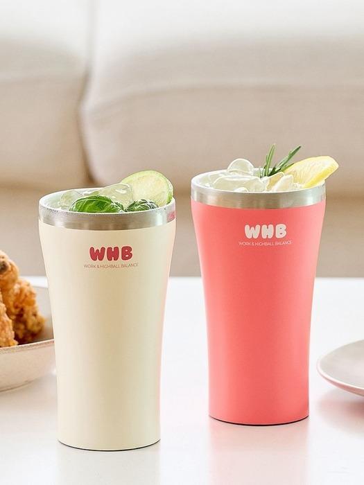 

HomeCock WHB Stainless Steel Highball Glass Beer Mug 360ml Housewarming Gift Coral pink