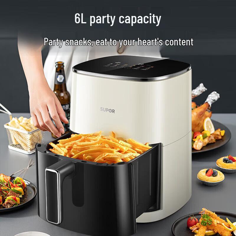 SUPOR 6L Smart Air Fryer with Visual Steam Fry Function CN Plug (adapter Included)