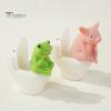 Funny Animal Toilet Figurines 2Pcs Resin Meditation Pig And Frog Figurines, Ornament for Desktop Whimsical Vinyl Figures Bookshelf Decor, Humorous
