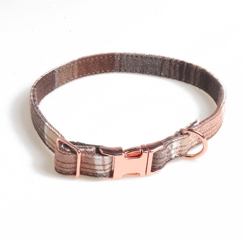 New Pet Dog Collar British Plaid Retro Rose Gold Bow Full Metal Collar  Dog Accessories Chihuahua Dog Y Harness