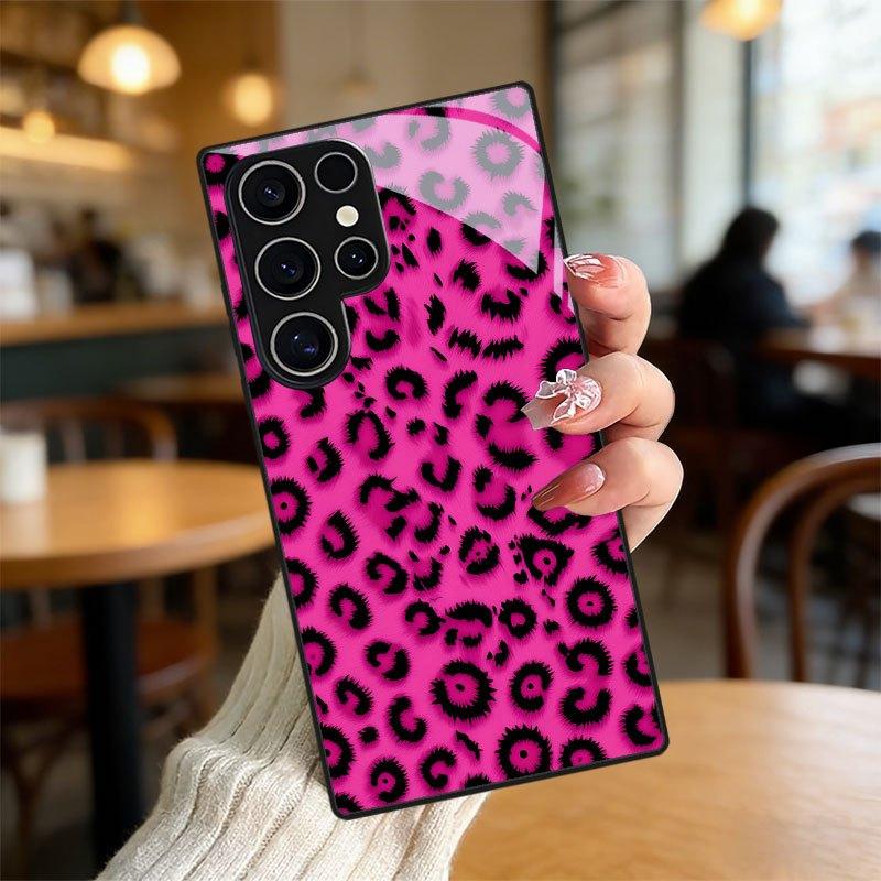 Pink Black Leopard Print Phone Case for Samsung for Galaxy S26 S25 S24 S23 Ultra S22 Ultra S20 Ultra 56 A72 A73 5G