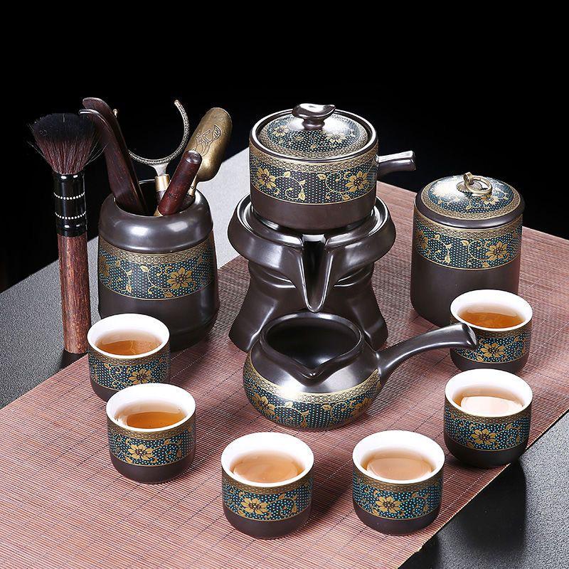 Automatic Ceramic Kung Fu Tea Set for Home: Teapot, Cups, Canister, Tray