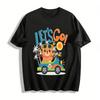 Kids Cute Bear Driving Print T-shirt Summer Casual Crewneck Top For Boys Girls Trip Wear Pure Cotton T-shirt