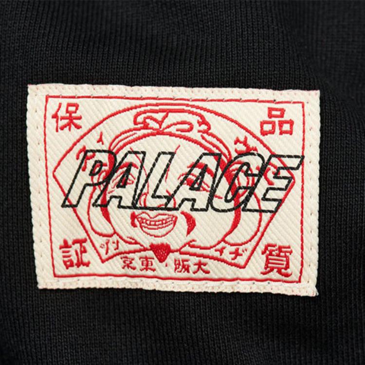 Palace X Evisu FW21 Bluza z kapturem typu pulower o luźnym kroju z nadrukiem graficznym Tri-Godhead Unisexowa bluza z kapturem Czarna P21EVHD001