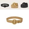 Simple Solid Color Bead Ring Buckle Decoration Women Casual Woven Belt For Boho Dresses