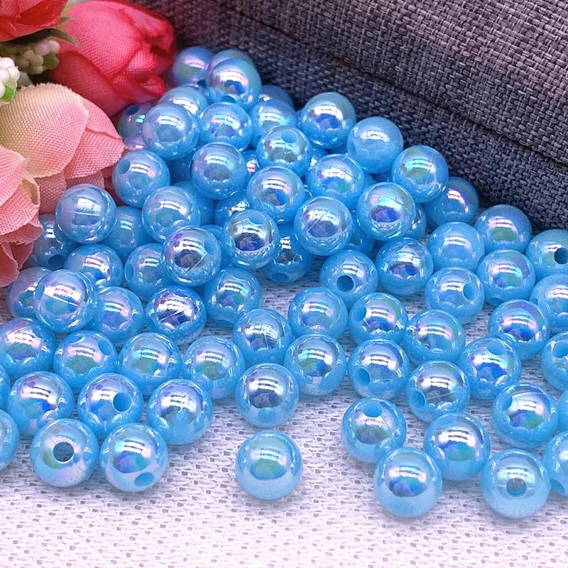 30pcs/lot 10mm AB Color Round Acrylic Bead Loose Spacer Beads For Jewelry Making DIY Accessories