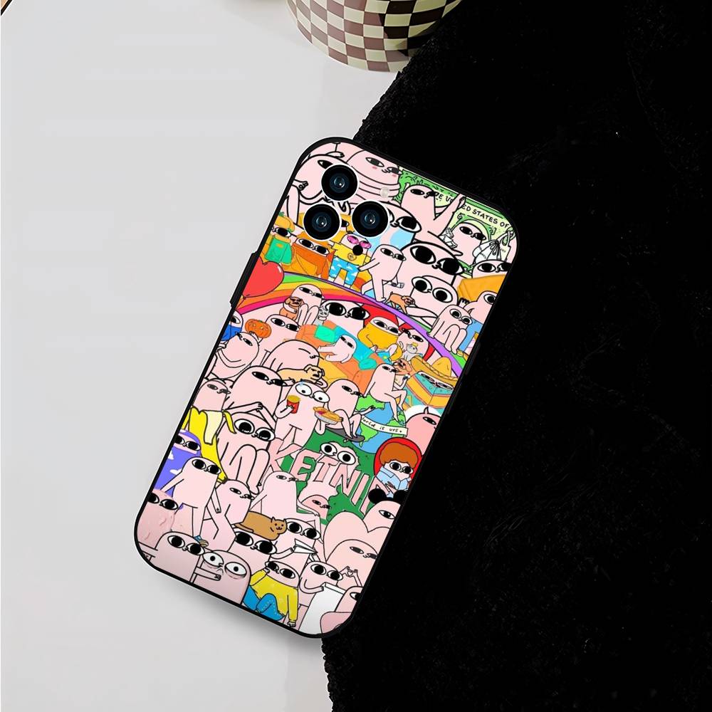 Pink Cartoon Funny big eyes ketnipz For iPhone 17 air 16 15 14 13 12 11 Pro Black Soft Cover Phone Case
