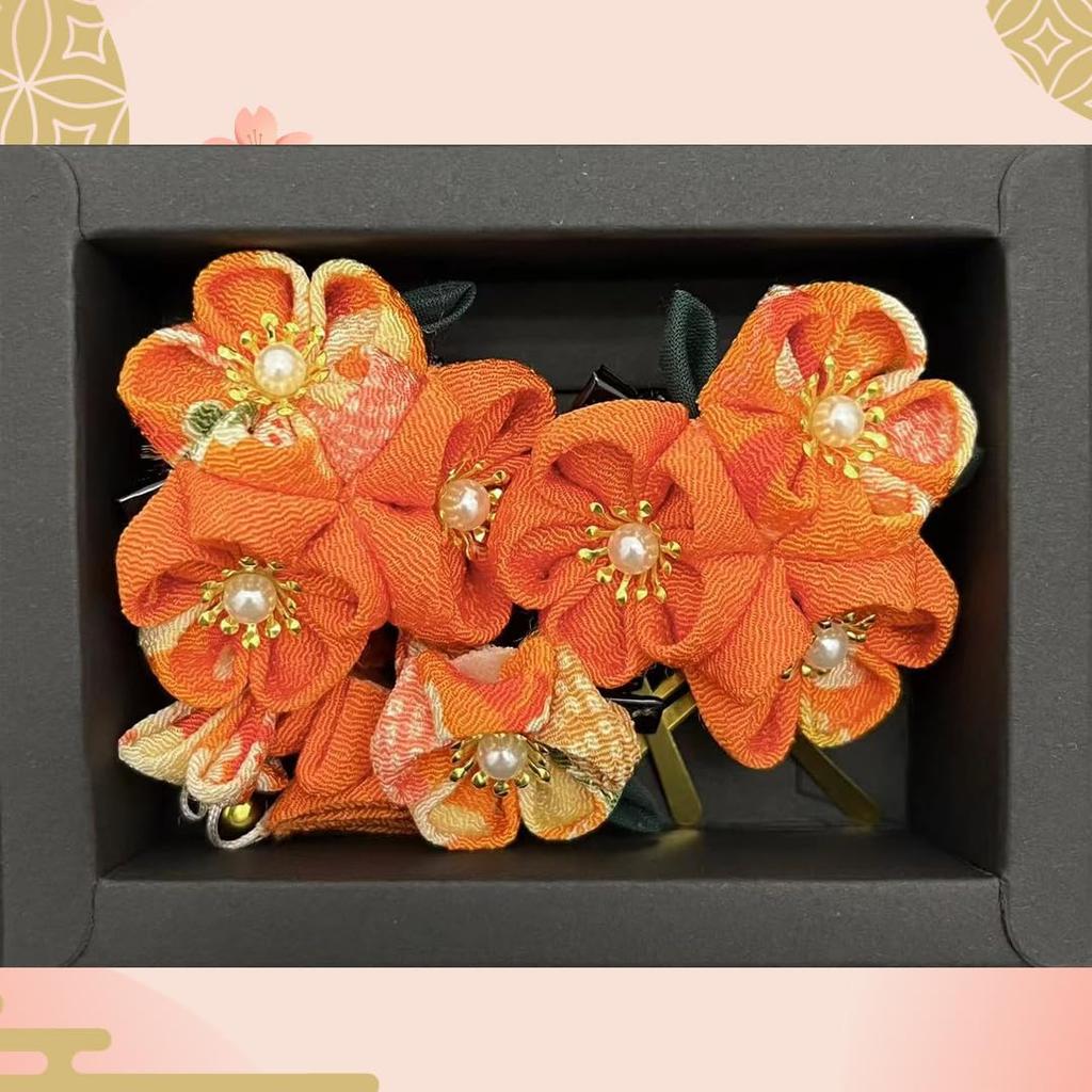 hair accessory perfect for New and Features flowers and bells Japanese-style 3-piece set, coming-of-age ceremonies, yukata, children's Shichi-Go-San,