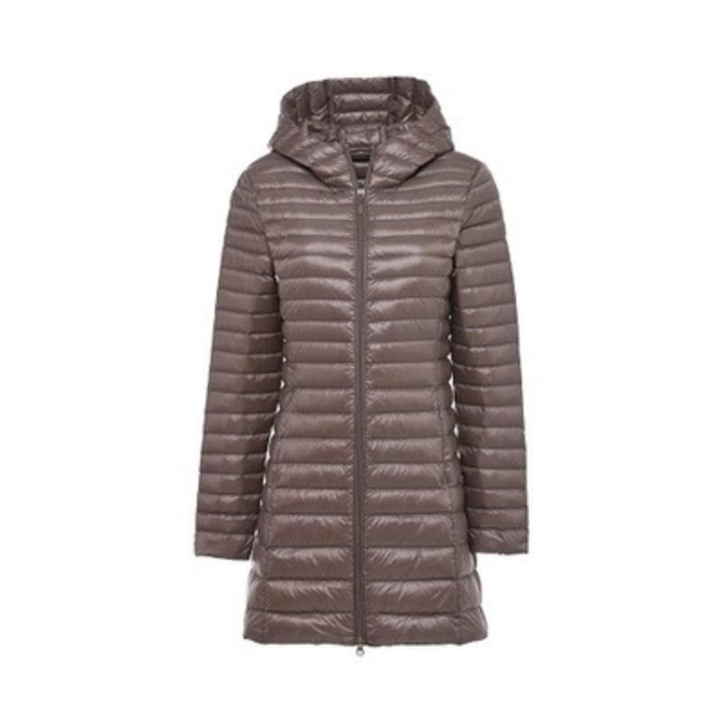Autumn and winter light down jacket women's hooded medium and long thin slim portable jacket warm winter clothing