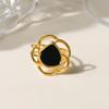 European & American Fashion Stainless Steel Flower Ring, 18k Gold-Plated Open Adjustable Jewelry