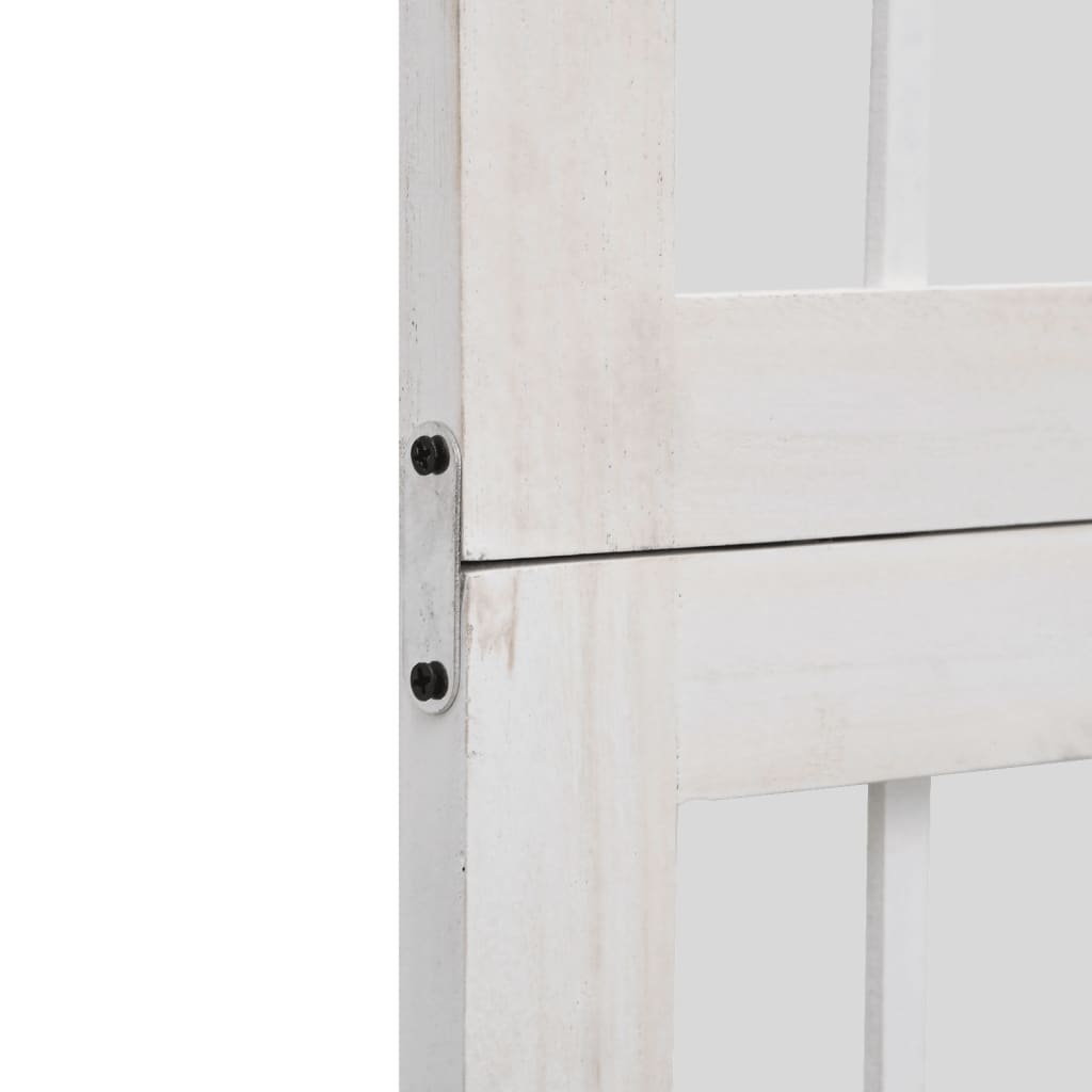 Vidaxl Room Divider, 5-Panel, White, Solid Paulownia Wood