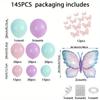 145 Butterfly Balloon Set, Suitable for Indoor and Outdoor Decoration, Such As Birthday Parties, Weddings, Anniversaries, Etc