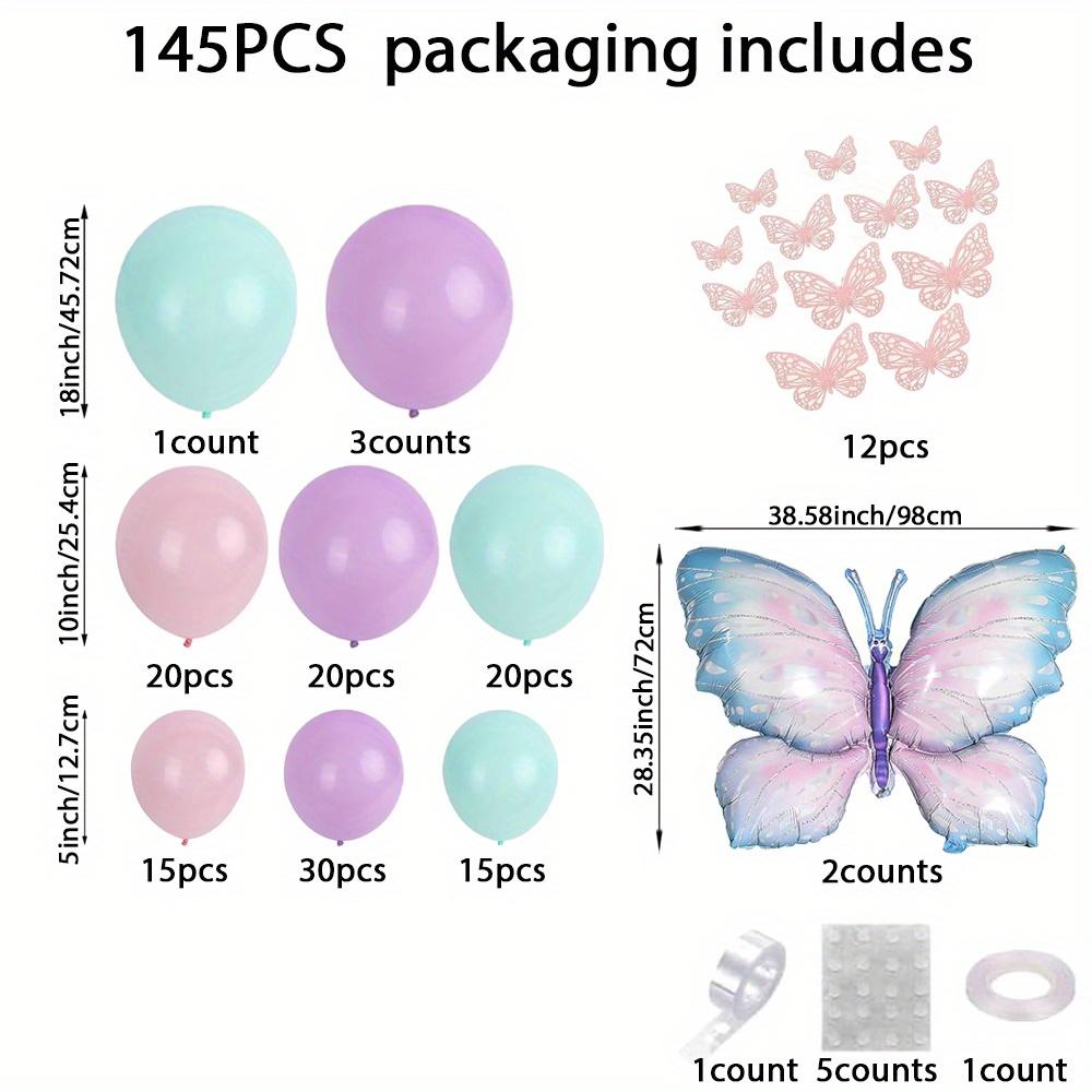 145 Butterfly Balloon Set, Suitable for Indoor and Outdoor Decoration, Such As Birthday Parties, Weddings, Anniversaries, Etc