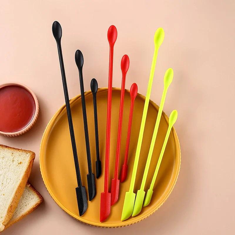 Kosmetická láhev Silikonová mini škrabka Třídílná sada Pečení Oboustranná špachtle Dva v jednom Sada lžiček na škrabání džemu z láhve
