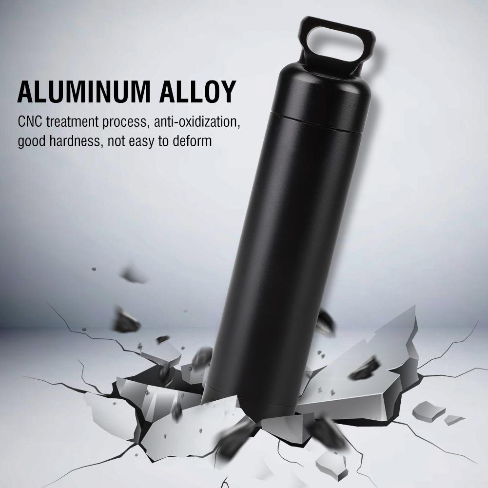 Waterproof Aluminum Alloy Pill Bottle Medicine Container Holder for Outdoor Survival