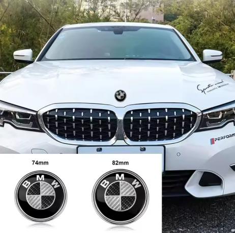 MLKQ6 1/4/7Pcs Automobile Hood and Trunk Badge Carbon Fiber Decorative Badge 74/82mm for BMW X5E70 E30 F32 F35 F02 F07 F18 F07