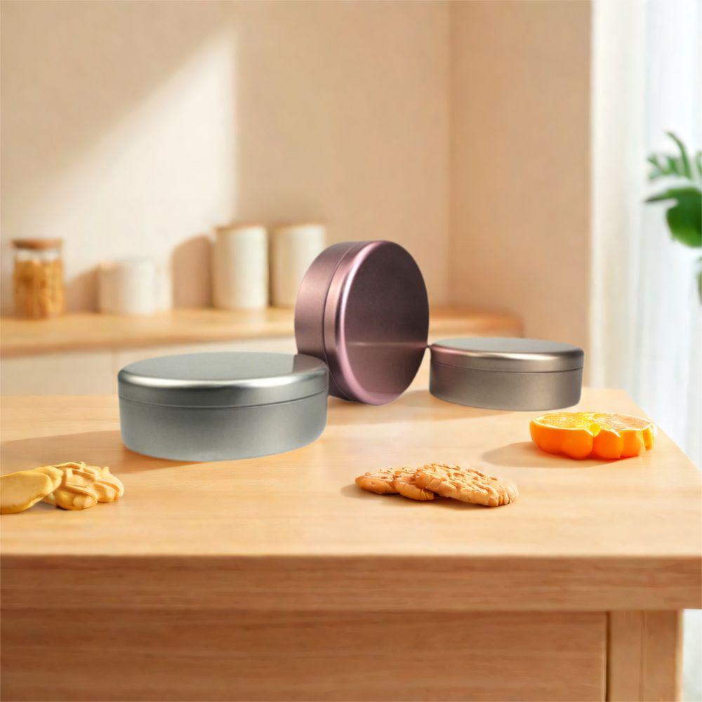 3Pcs Tinplate Cookie Storage Boxes Round Candy Biscuit Packaging Box Durable Tea Cake Tin  Gifts