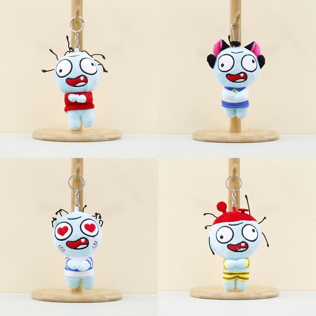 Cute Red Zombie Plush Toy Bag Pendant Keychain Adorable 13cm Stuffed Doll