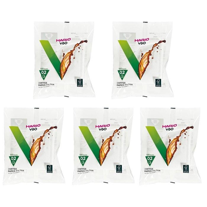 HARIO V60 Paper Filter 1-4 Cups 500 Count White VCF-02-100W