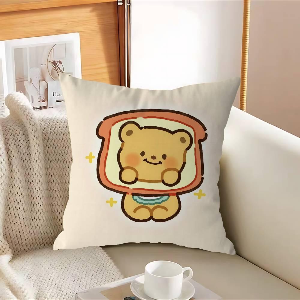 CUTE Butter Bear Pillowcase Toon Gift Cushion Cover Bedroom Home Sofa Chair Seat Decor Pillow Case