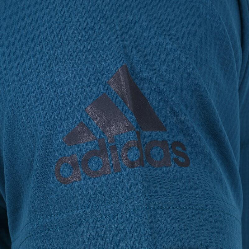 Adidas Solid Color Print Logo Stripe Round Neck Quick-Dry Short Sleeve T-Shirt Men Tops Light-Blue CE0819