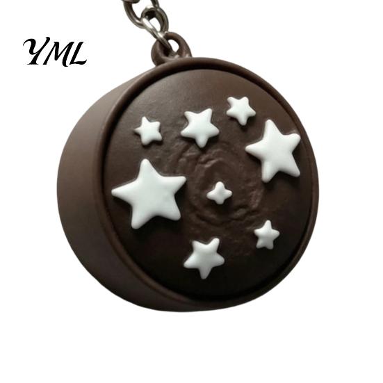 Novelty Chocolate Toast Keychain Simulated Bread Fidget Keychain, 3D Printed Push Button Stress Small Gifts for Friends Relief Toy, Portable