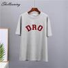 Shellsuning T-shirt da Donna con Stampa Grafica Semplice con Lettere, Estate, Cotone, Maniche Corte, Magliette Casual con Scollo a O, Top Trendy Streetwear
