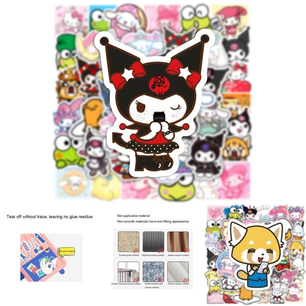 100pcs Sanrio Kuromi Melody Waterproof Reusable Sticker Luggage Decor