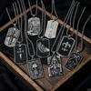 Collier Pendentif Plaque Militaire Vintage Crâne Ailes pour Homme Multi-Styles