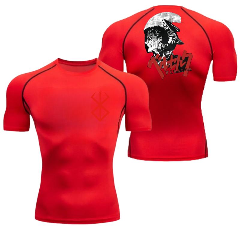For Men Summer Athletic Compression T-Shirt Breathable Quick-Dry High-Elasticity Short Sleeve Tee with Bold Griffith Graphic Gym
