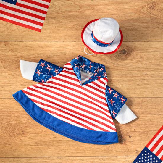 4th of July Porch Goose Outfit Independence Day Red White Blue Patriotic Goose Costume for 20"/27" Goose Statue