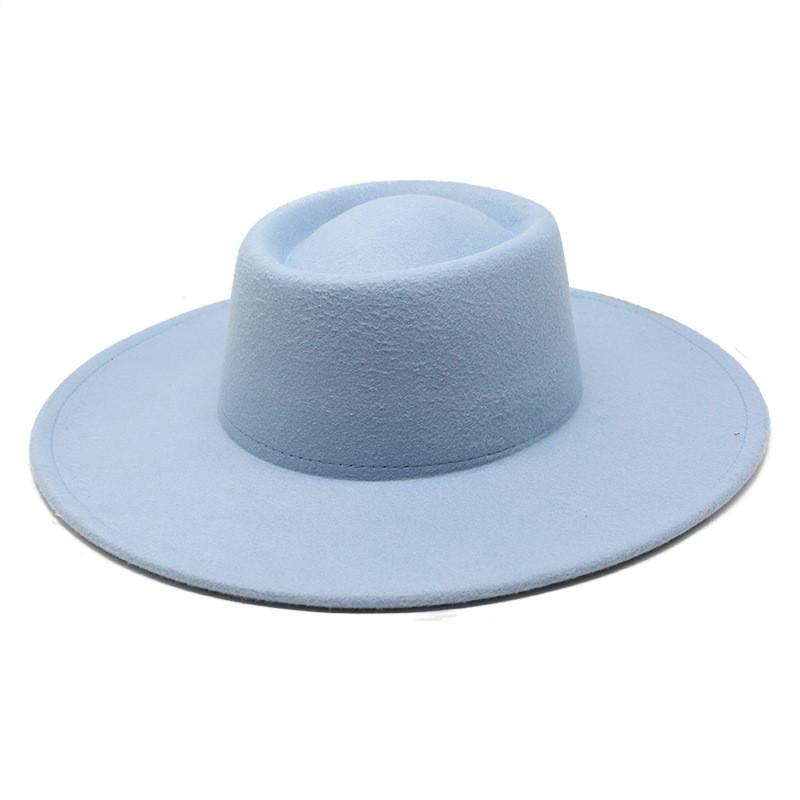 Woolen Fedora Hat Unisex With Large Brim And Satin Texture For Spring And Fall Wear