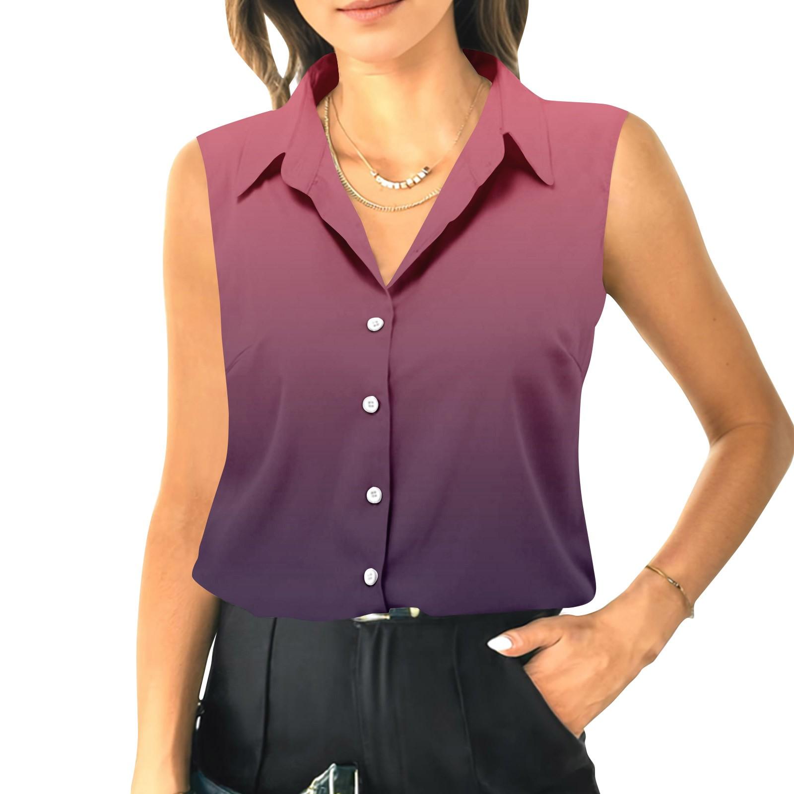 

Женский летний свободный топ без рукавов с воротником-стойкой S