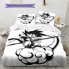 Roztomilé Kreslené Povlečení ze Son Goku, Sada Přikrývky Potah na Přikrývku Povlak na Polštář Domácí Narozeninový Dárek (1 * povlak na peřinu + 2 * povlak na polštář, bez jádra)