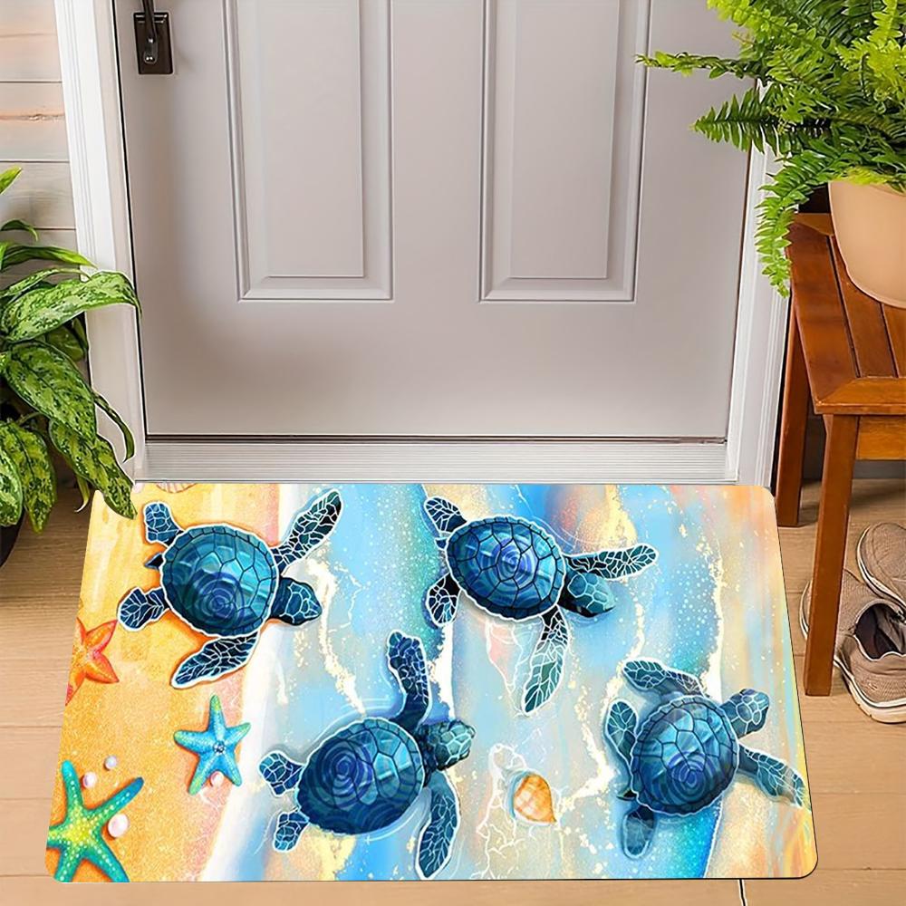 Sea Turtles Printed Kitchen Carpet Living Room Dining Room Laundry Floor Mat Bath Balcony Hallway Non-Slip Door Mat