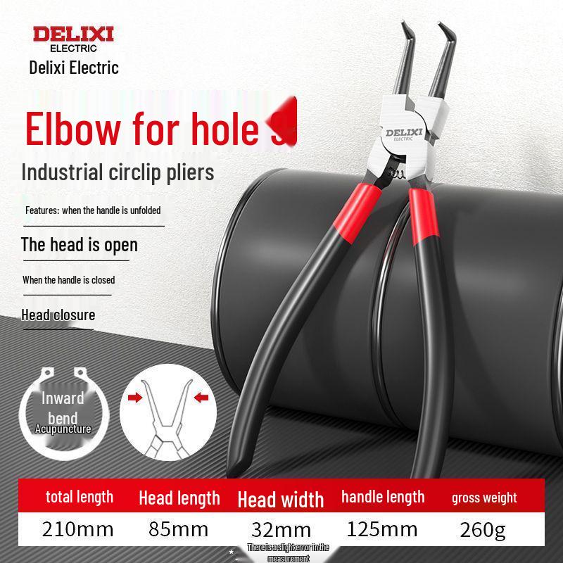 Delixi Electric Industrial Grade Snap Ring Pliers for Internal/External Use - Small Size Expanding Circlip & Spring Retaining Pliers Set.