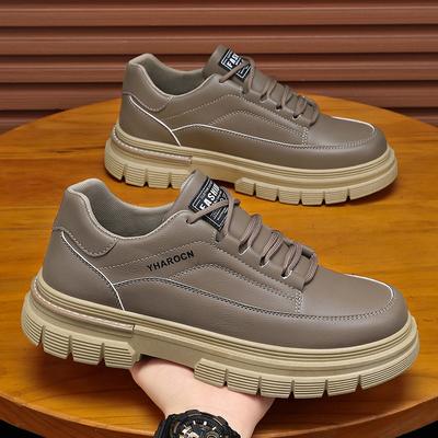 Frühlings Herrenschuhe neu atmungsaktive Arbeitsschuhe Herren Trend vielseitige Lederschuhe Plateau Sportschuhe lässige Board-Schuhe