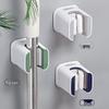 Wall-Mount Broom & Mop Holder - Hole-Free Clip Hook Bracket for Bathroom Storage