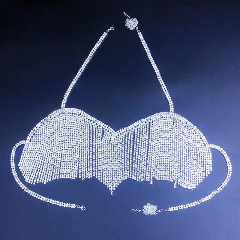 New Design Body Accessories Bling Diamond Bra&Thong Chain Set Sexy Full Rhinestone Tassel Body Chain Set Romatic