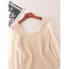 Foreign Trade Original Order Square Collar Pure Desire Chiffon Long sleeve One-Piece Briefs Autumn and Winter Inner wear Sexy Slim fit Knitted Top