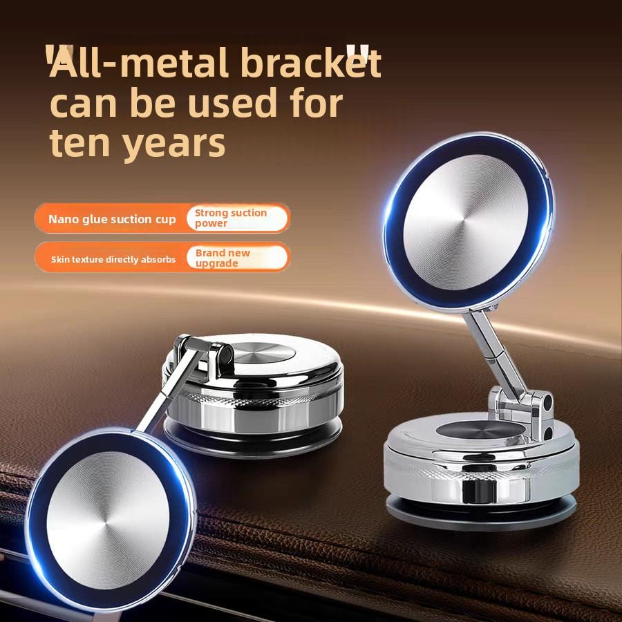 Metal Car Mobile Phone Holder Vacuum Adsorption Magnetic Suction Special Suction Cup for Car Navigation Shockproof Support