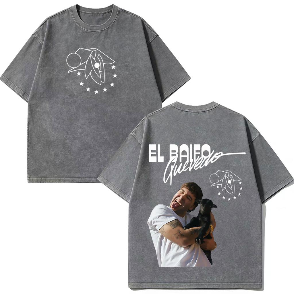 Quevedo El Baifo Album 2026 Tour Graphics Vintage Washed T Shirt Men Women Fashion Tshirt Shortsleeved Loose Cotton Tshirts
