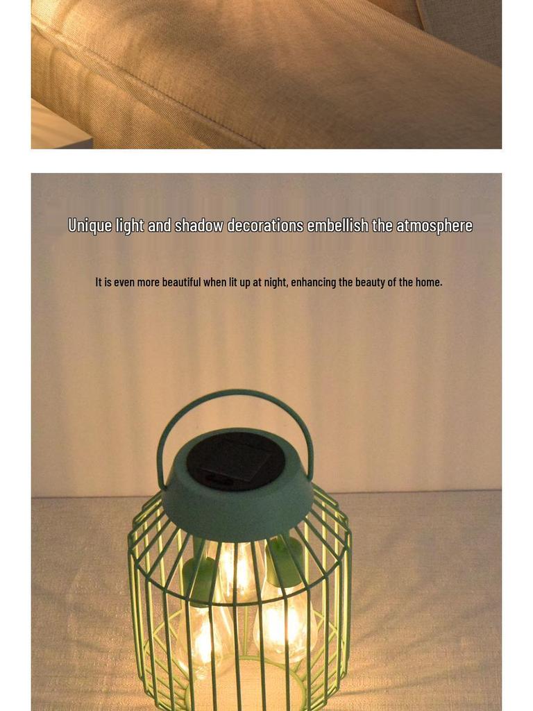 Wrought Iron Solar Garden Lantern - Decorative Outdoor Light for Courtyard and Villa.