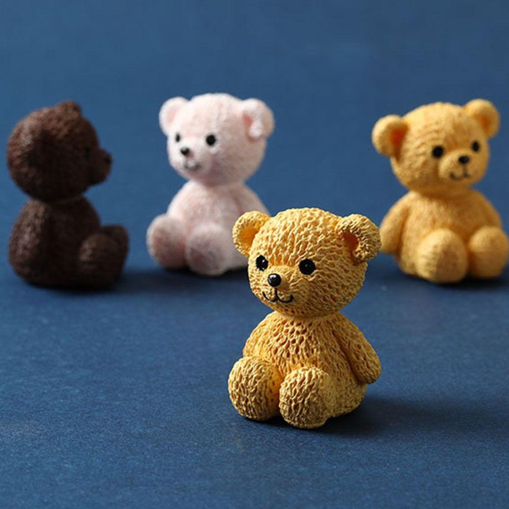 Mini Cartoon Animal Statue Funny Bear Ornament Creative Miniature Bear Figurines  Birthday Cake