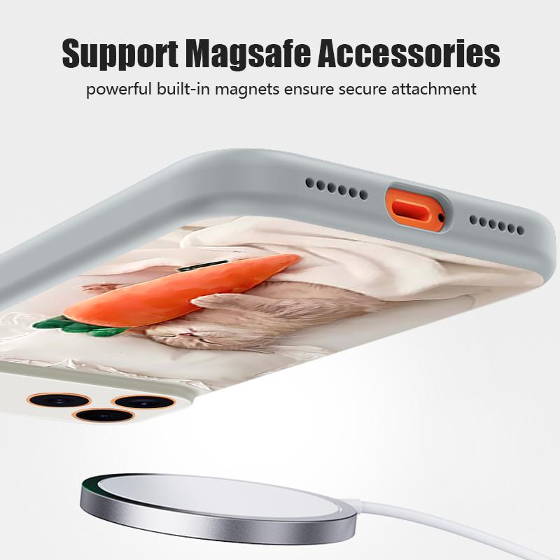Magnetic For Magsafe Case For iPhone 17 Pro Max Sleeping Cat Carrot Pattern Skin Feeling Cover For iPhone 16 15 14 13 Pro Max