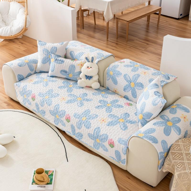 Pure Cotton Ins Style Fabric Non-Slip Sofa Cushion Four Seasons Universal Simple Sofa Cover Cover Backrest Cushion Cover Cloth