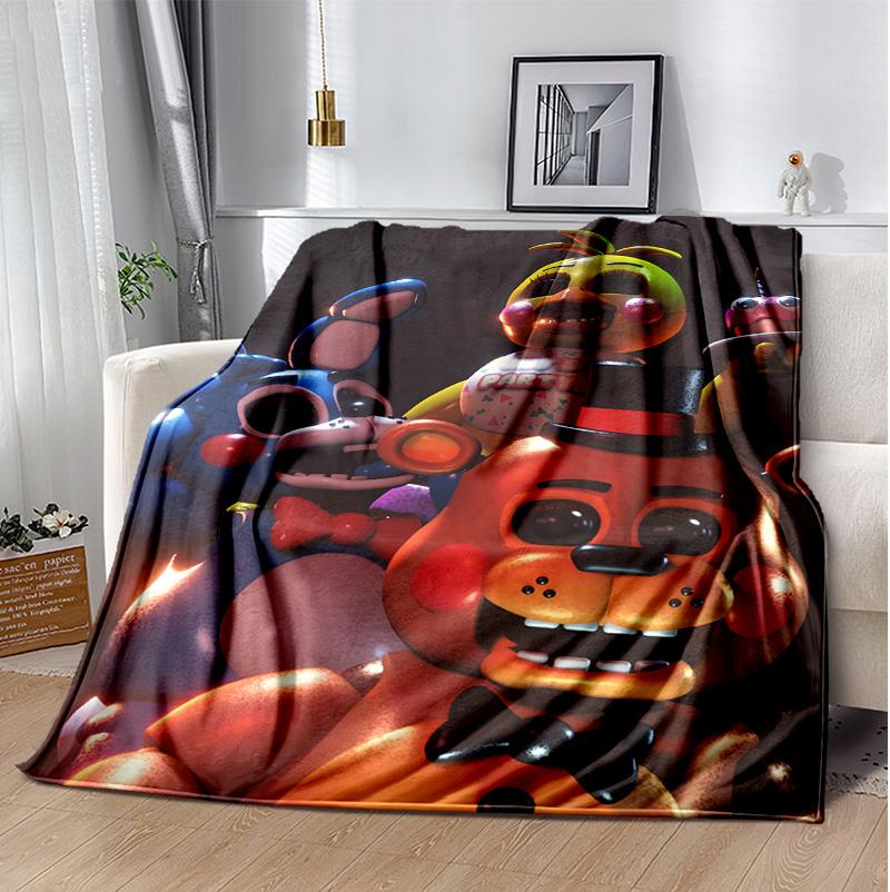 Freddy Bear Flannel Blanket Soft Warm All-Season Throw, Design for Camping, Car Travel, Hiking Sofa, Bed, Office Perfect Gift for Parties